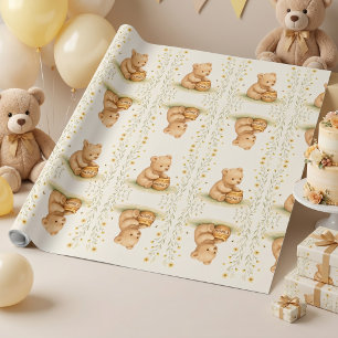 Honey Beer Bloemige Baby Verjaardag Cadeaupapier