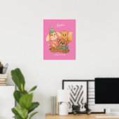 Honey Beer & Friends, DIY Naam Wit, Roze Poster (Thuiskantoor)