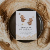 Honey Beer Tweeling Eerste Bij-dag Uitnodiging