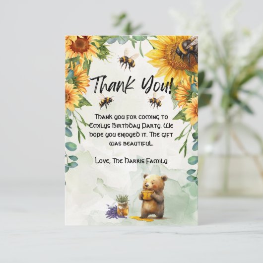 Honey Beer Verjaardagsfeest Dank u kaarten (Staand voorkant)