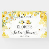 Honey Bees Baby Shower Floral Backdrop Welcome Spandoek (Horizontaal)