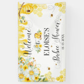 Honey Bees Baby Shower Floral Backdrop Welcome Spandoek (Verticaal)
