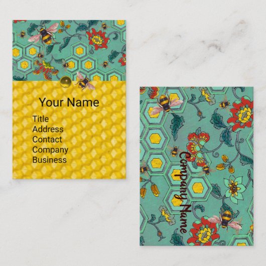 HONEY BEES, BEE COMBS, SPRINGSTROMEN Apiary Green Visitekaartje (Voorkant / Achterkant)