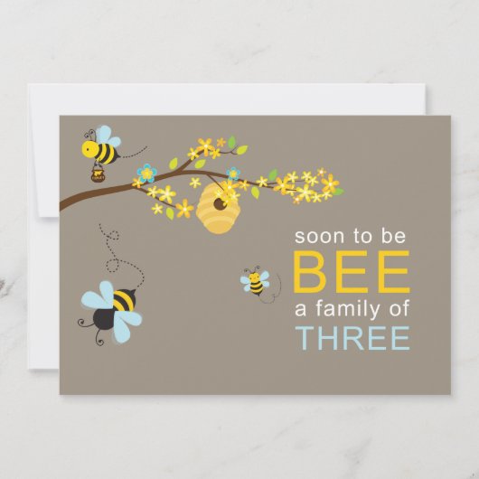 Honey Bees Boy Invitation Blauw Kaart (Voorkant)