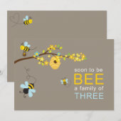 Honey Bees Boy Invitation Blauw Kaart (Voorkant / Achterkant)