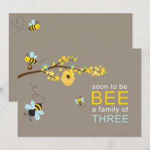 Honey Bees Boy Invitation Blauw Kaart