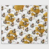 Honey Bees Gold Honey Cadeaupapier (Vlak)