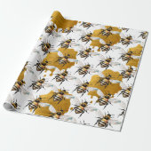 Honey Bees Gold Honey Cadeaupapier (Uitgerold)