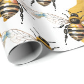 Honey Bees Gold Honey Cadeaupapier (Rol Hoek)