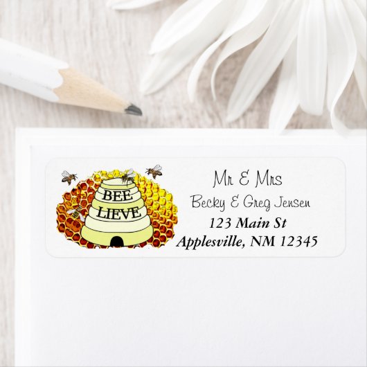 Honey Bees Hive Return Mailing Adres Label (Insitu)