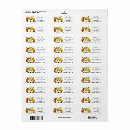 Honey Bees Hive Return Mailing Adres Label (Full Sheet)