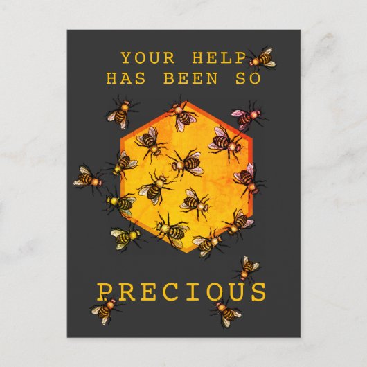 Honey Bees Modern Black  Dank je Briefkaart (Voorkant)