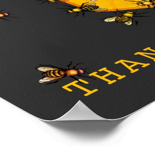 Honey Bees Modern Black  Dank je Poster (Hoek)