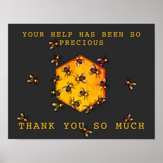 Honey Bees Modern Black  Dank je Poster (Voorkant)