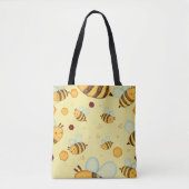Honey Bees on a Fresh Yellow Background Tote Bag (Voorkant)