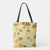 Honey Bees on a Fresh Yellow Background Tote Bag (Achterkant)