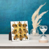 Honey Bees on Hexagonal Honeycomb Circle Fotoplaat (Insitu)