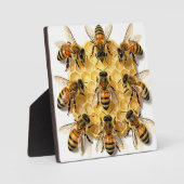 Honey Bees on Hexagonal Honeycomb Circle Fotoplaat (Voorkant)