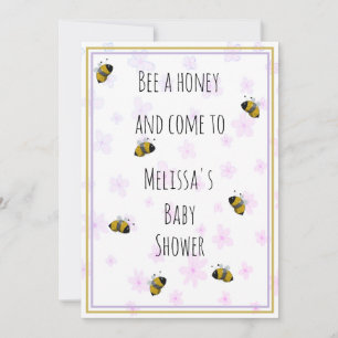 Honey Bees Roze en Blauw Daisy Pattern Baby shower Kaart