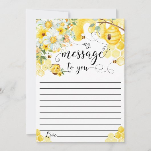 Honey bees Yellow Floral Time Capsule Message Kaar Kaart (Voorkant)