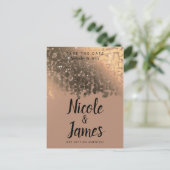 Honey Beige Champagne Golden Sparkle Bewaar de dat Aankondigingskaart (Staand voorkant)