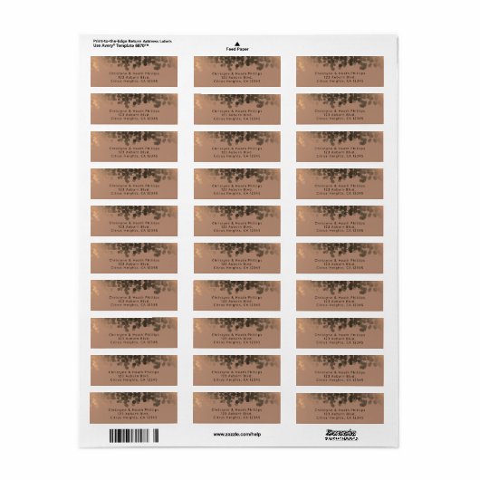 Honey Beige Champagne Golden Sparkle Lights Etiket (Full Sheet)