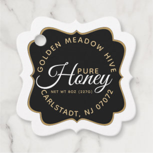 Honey Black en Gold Elegant Script hangtag Bedankjes Labels