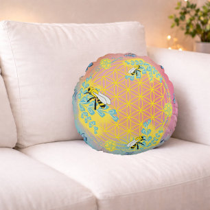 Honey Bloom – Kleur van Hart Rond Kussen