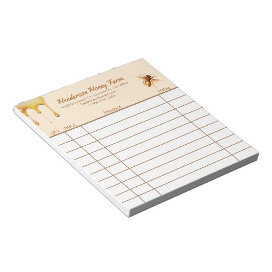 Honey Boerderij Aangepaste verkoop ontvangstbewijs Notitieblok (Schuin)