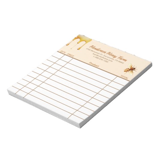 Honey Boerderij Aangepaste verkoop ontvangstbewijs Notitieblok (Linkerzijde)