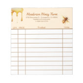 Honey Boerderij Aangepaste verkoop ontvangstbewijs Notitieblok (Voorkant)