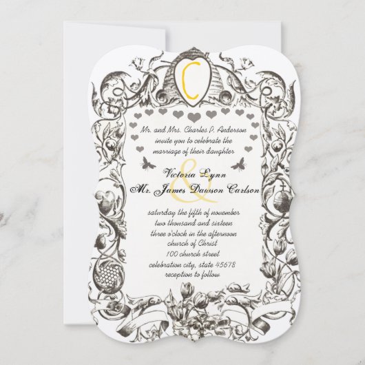 Honey Boerderij Rustic Barn Bumble Bee Hive Bloeme Kaart (Voorkant)