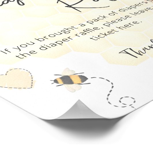 Honey Boho Wildflower Baby shower Luier Raffle Poster (Hoek)