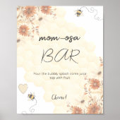 Honey Boho Wildflower Baby shower Mom-osa Bar Poster (Voorkant)