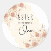 Honey Boho Wildflower eerste verjaardag Ronde Sticker (Voorkant)