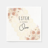 Honey Boho Wildflower Genderneutrale Verjaardag Servet (Voorkant)