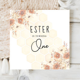 Honey Boho Wildflower Genderneutrale Verjaardag Servet