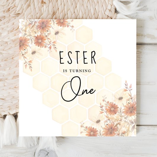 Honey Boho Wildflower Genderneutrale Verjaardag Servet