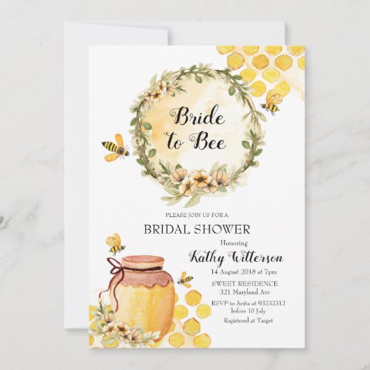 Honey Bride wordt bruids douche uitnodiging (Voorkant)