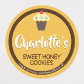 Honey Bright Yellow Cupcake Schattige baklabel Labels (Design 2)