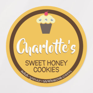 Honey Bright Yellow Cupcake Schattige baklabel Labels