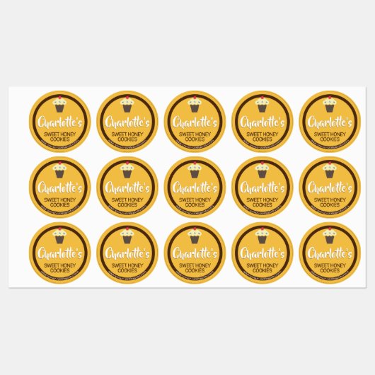 Honey Bright Yellow Cupcake Schattige baklabel Labels (Vel)
