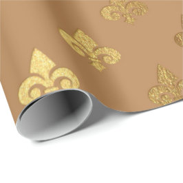 Honey Brown Sepia Gold Metallic Fleur-de-lis Cadeaupapier