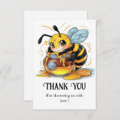 Honey Bumble Bee Baby shower Bedankkaart (Voorkant / Achterkant)