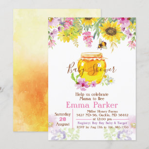 Honey Bumble Bee Baby shower Invitation Kaart