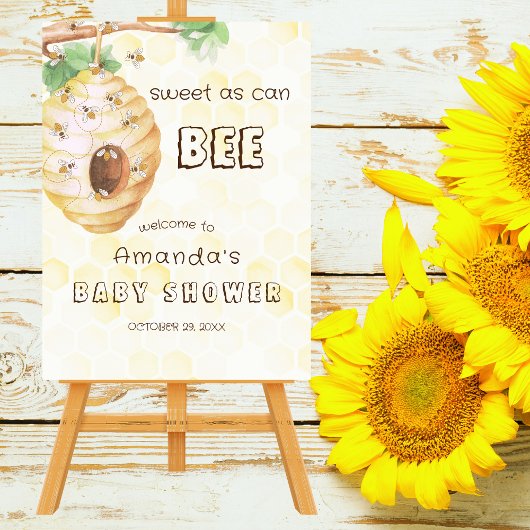 Honey Bumble Bee Baby shower Welkomstbord Poster