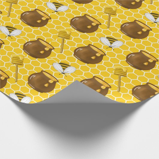 Honey Bumble Bee Gnome Pattern Cadeaupapier (Hoek)
