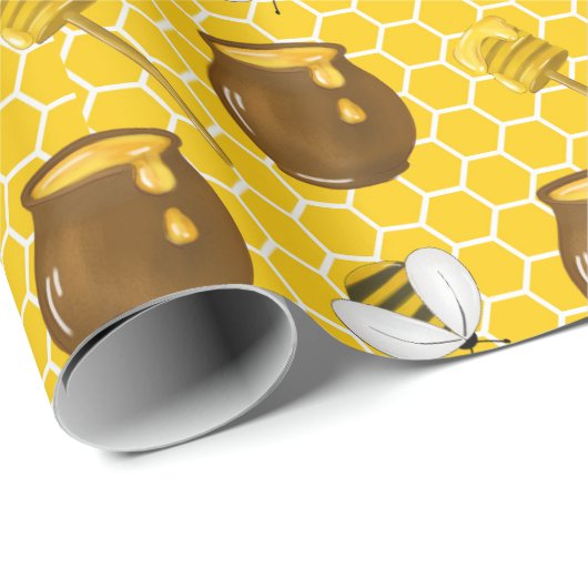 Honey Bumble Bee Gnome Pattern Cadeaupapier (Rol Hoek)