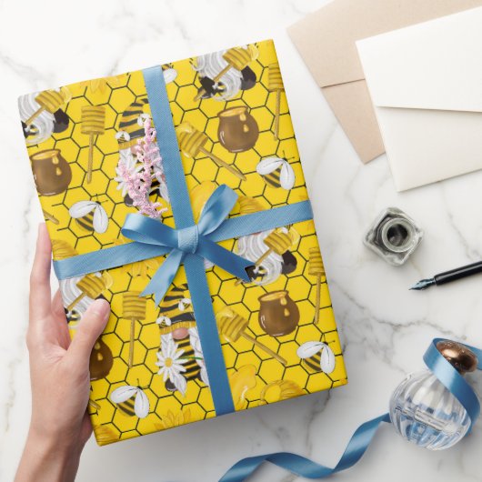 Honey Bumble Bee Gnome Pattern Cadeaupapier (Geschenken)