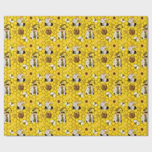 Honey Bumble Bee Gnome Pattern Cadeaupapier (Vlak)
